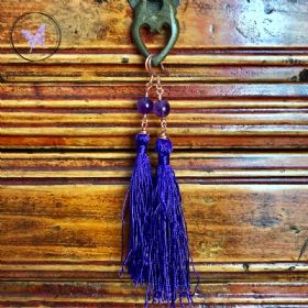 Amethyst Copper Purple Tassel Earrings